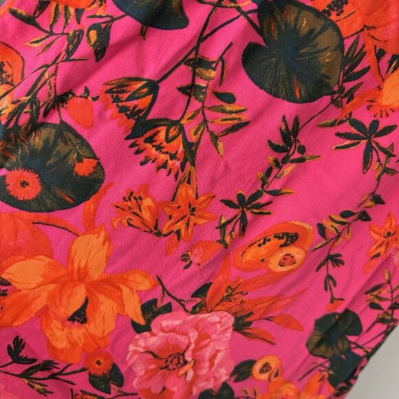 Chelsea28 Pink Floral Ruffle Strap Midi Dress Size XXS Boho Handkerchief Hem - Picture 6 of 10